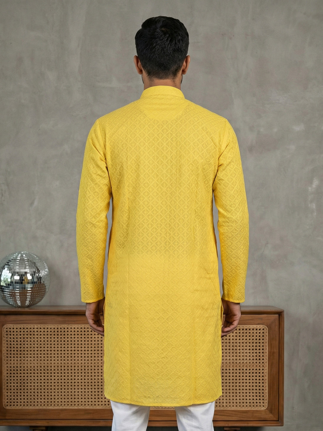 Self Design Cotton Blend Kurta ( HOPKO 033Yellow )