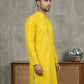 Self Design Cotton Blend Kurta ( HOPKO 033Yellow )