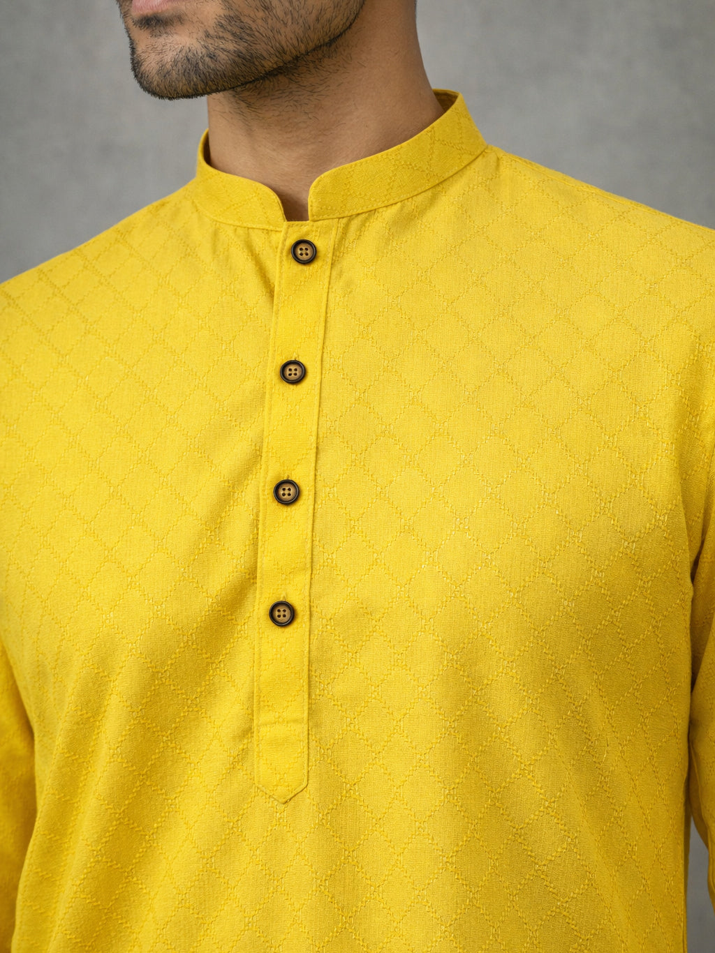 Self Design Cotton Blend Kurta ( HOPKO 033Yellow )