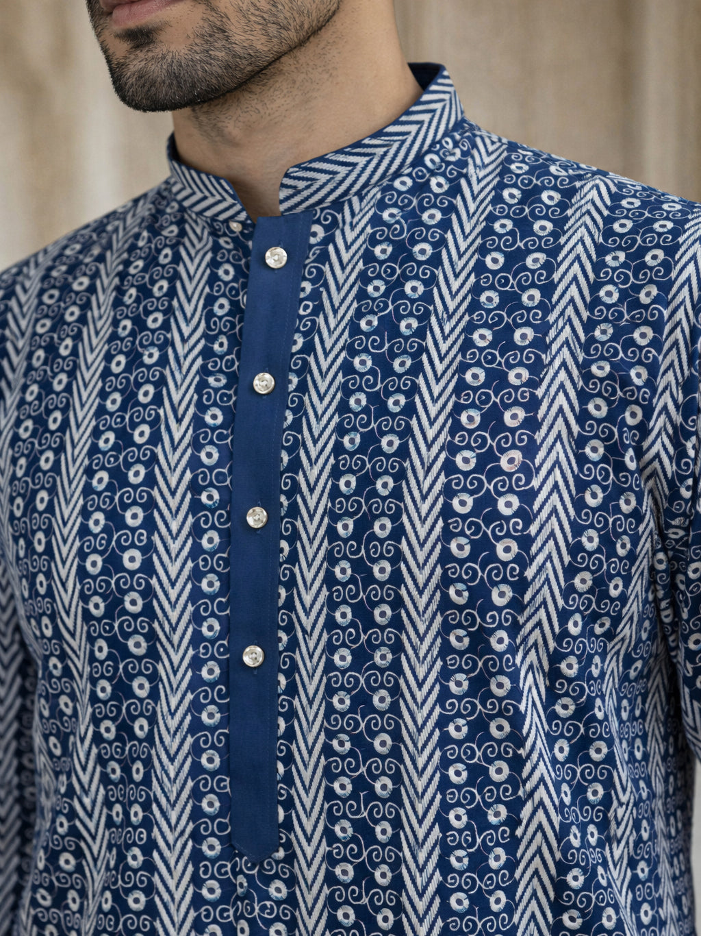 Cotton Blend Embroidered Kurta ( HOPKO 034Blue )