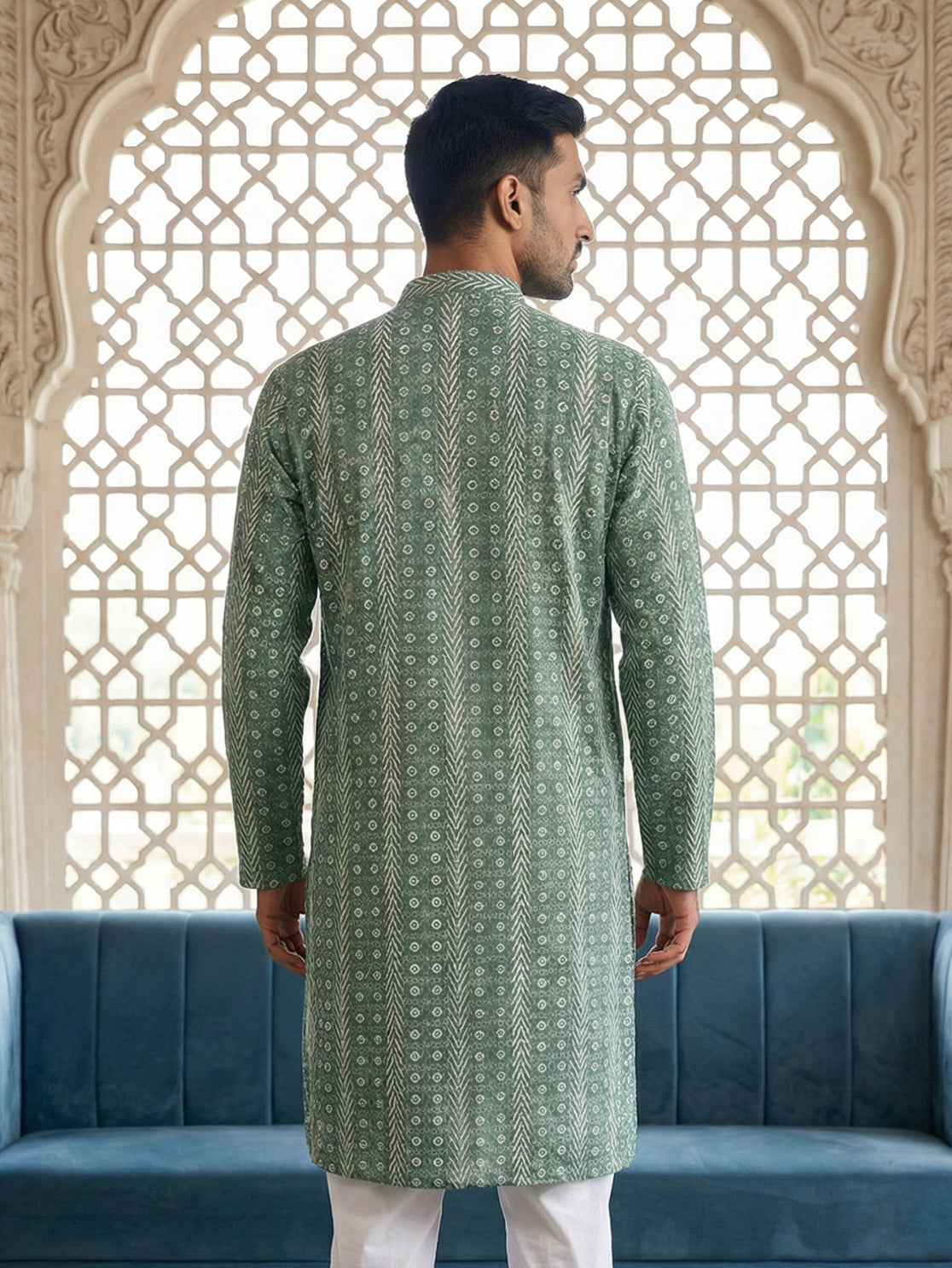 Cotton Blend Embroidered Kurta ( HOPKO 034Green )