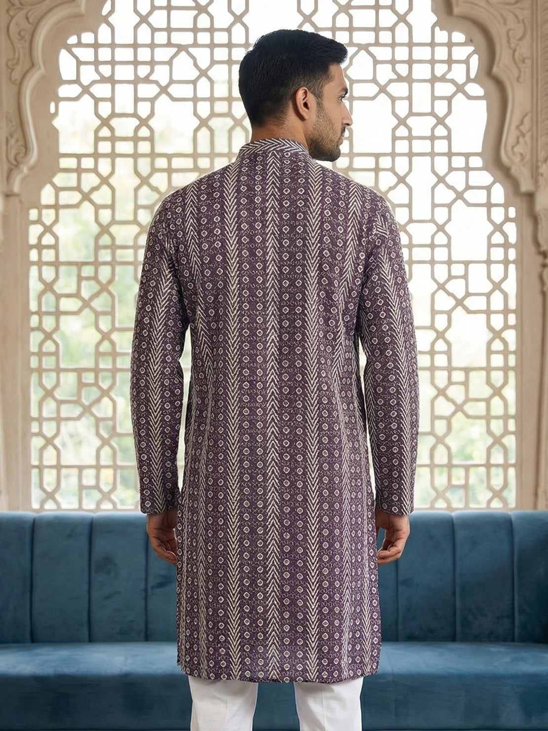 Cotton Blend Embroidered Kurta ( HOPKO 034Purple )
