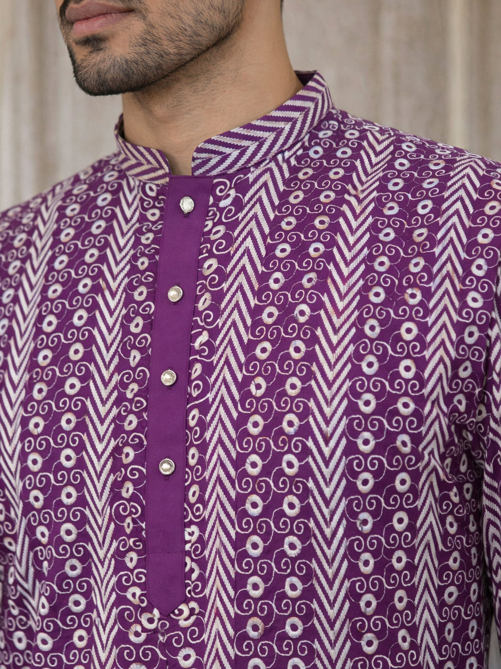 Cotton Blend Embroidered Kurta ( HOPKO 034Purple )