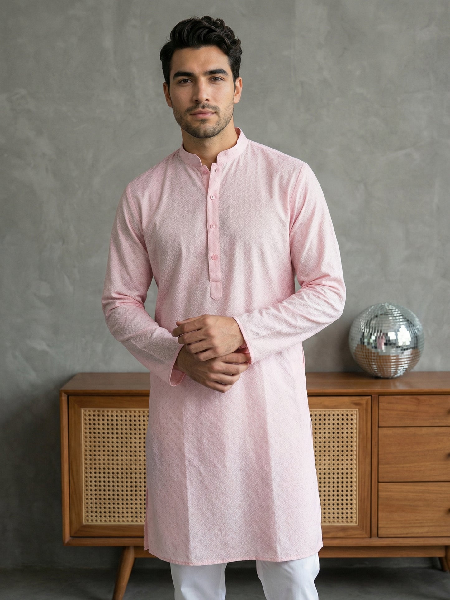 Foil Printed Cotton Blend Kurta ( HOPKO 035Pink )