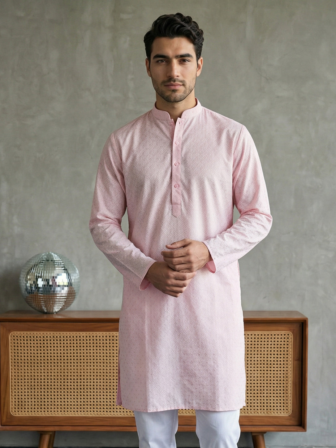 Foil Printed Cotton Blend Kurta ( HOPKO 035Pink )