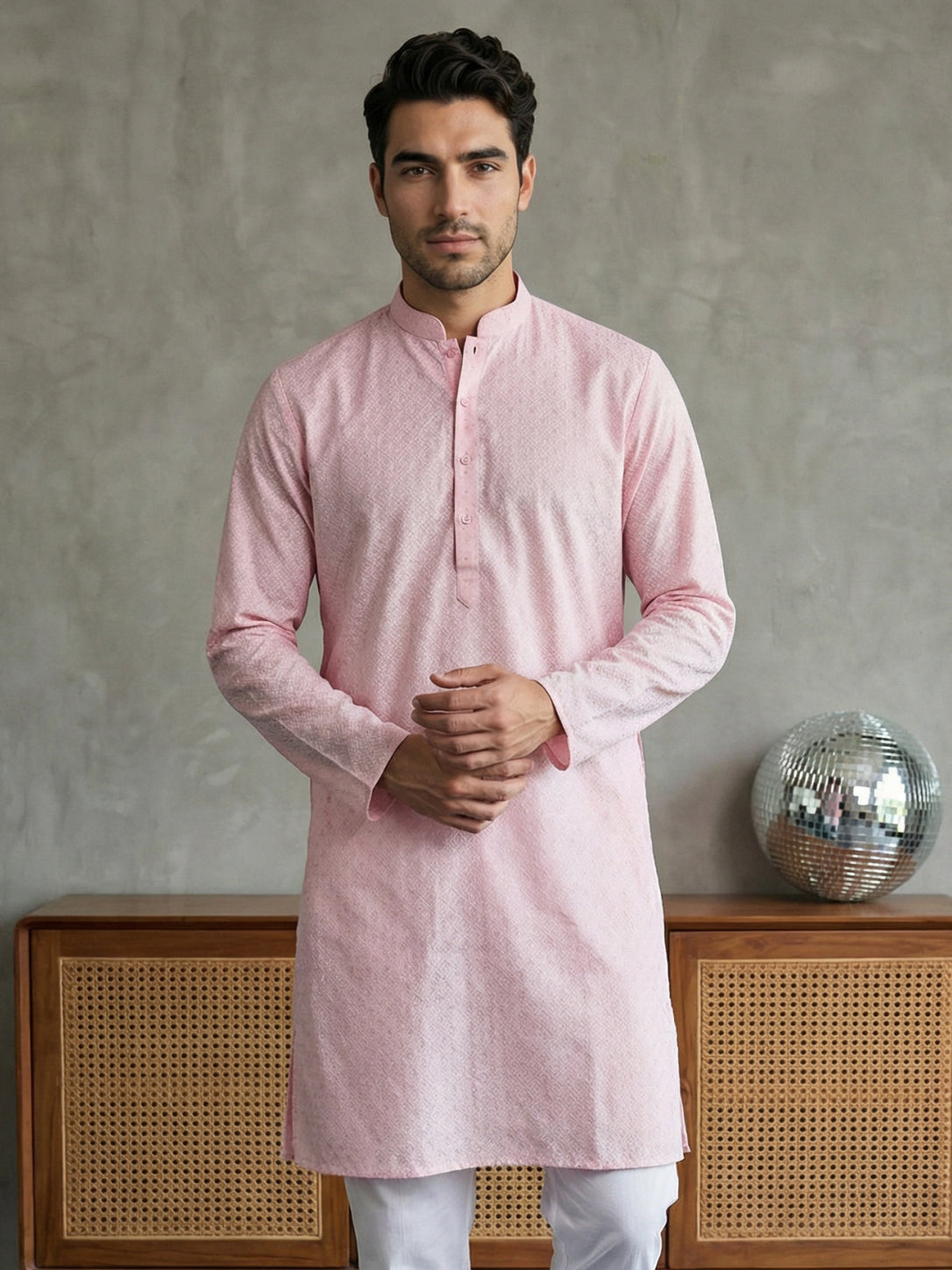 Foil Printed Cotton Blend Kurta ( HOPKO 035Pink )