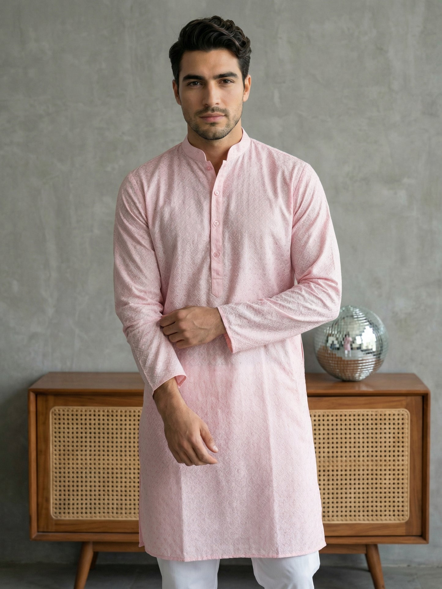 Foil Printed Cotton Blend Kurta ( HOPKO 035Pink )