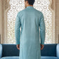 Foil Printed Cotton Blend Kurta ( HOPKO 035Sky )