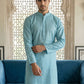 Foil Printed Cotton Blend Kurta ( HOPKO 035Sky )