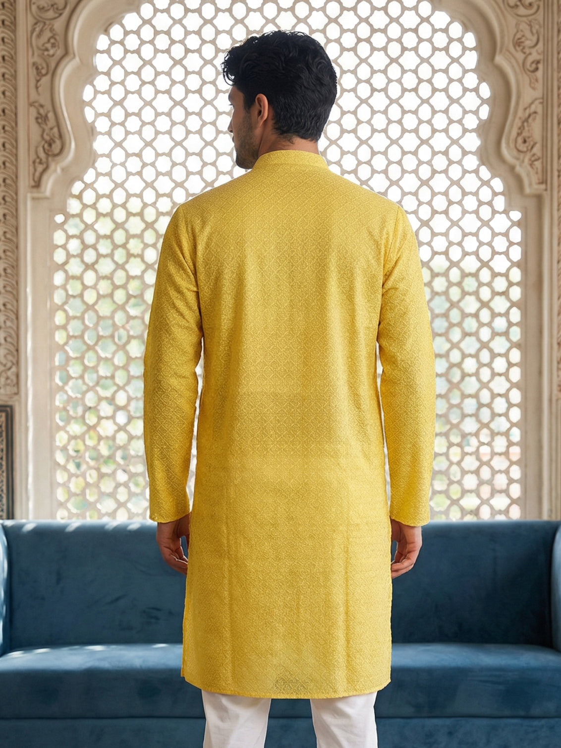 Foil Printed Cotton Blend Kurta ( HOPKO 035Yellow )