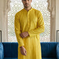Foil Printed Cotton Blend Kurta ( HOPKO 035Yellow )