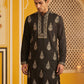 Men’s Silk Blend Embroidered Kurta ( HOPKO 036Black )
