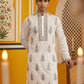 Men’s Silk Blend Embroidered Kurta ( HOPKO 036White )
