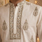 Men’s Silk Blend Embroidered Kurta ( HOPKO 036White )