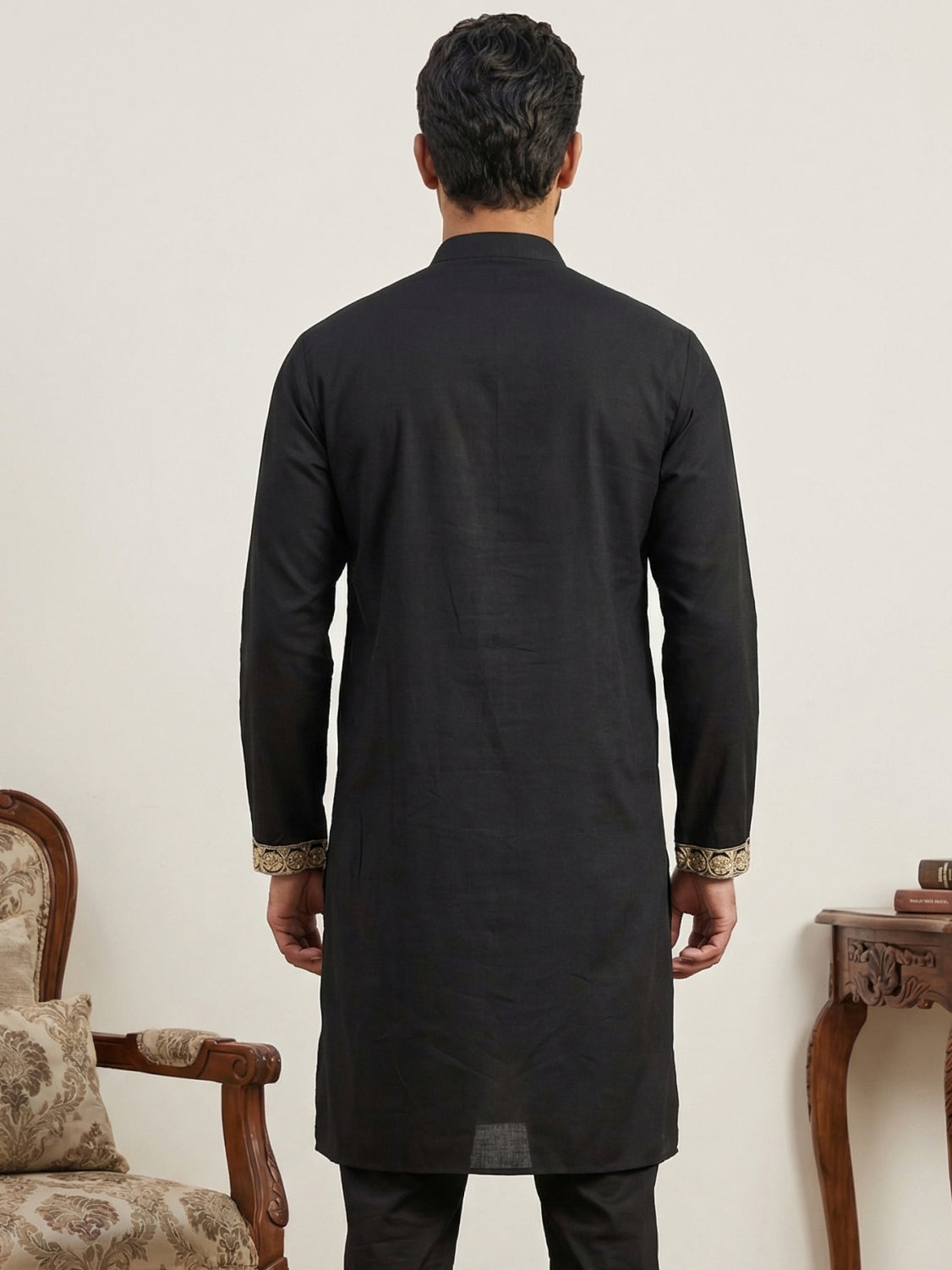 Men’s Designer Embroidered Kurta ( HOPKO 037Black )