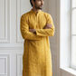 Men’s Printed Cotton Blend Kurta ( HOPKO 038Yellow )