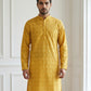 Men’s Printed Cotton Blend Kurta ( HOPKO 038Yellow )