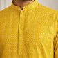 Men’s Printed Cotton Blend Kurta ( HOPKO 038Yellow )