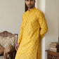 Men’s Printed Cotton Blend Kurta ( HOPKO 039Yellow )