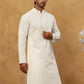 Men’s Ethnic Cotton Embroidered Kurta ( HOPKO 040White )