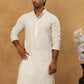 Men’s Ethnic Cotton Embroidered Kurta ( HOPKO 040White )