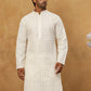 Men’s Ethnic Cotton Embroidered Kurta ( HOPKO 040White )