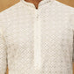 Men’s Ethnic Cotton Embroidered Kurta ( HOPKO 040White )