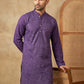 Embroidered Cotton Blend Kurta ( HOPKO 041Purple )