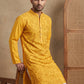 Embroidered Cotton Blend Kurta ( HOPKO 041Yellow )