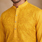Embroidered Cotton Blend Kurta ( HOPKO 041Yellow )