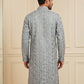 Men's Traditional Embroidered Kurta ( HOPKO 044Grey )