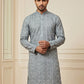 Men's Traditional Embroidered Kurta ( HOPKO 044Grey )