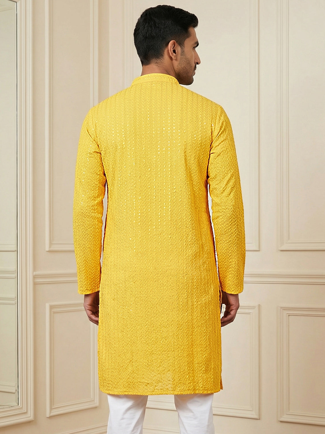 Embroidered & Sequinned Kurta ( HOPKO 159Yellow )