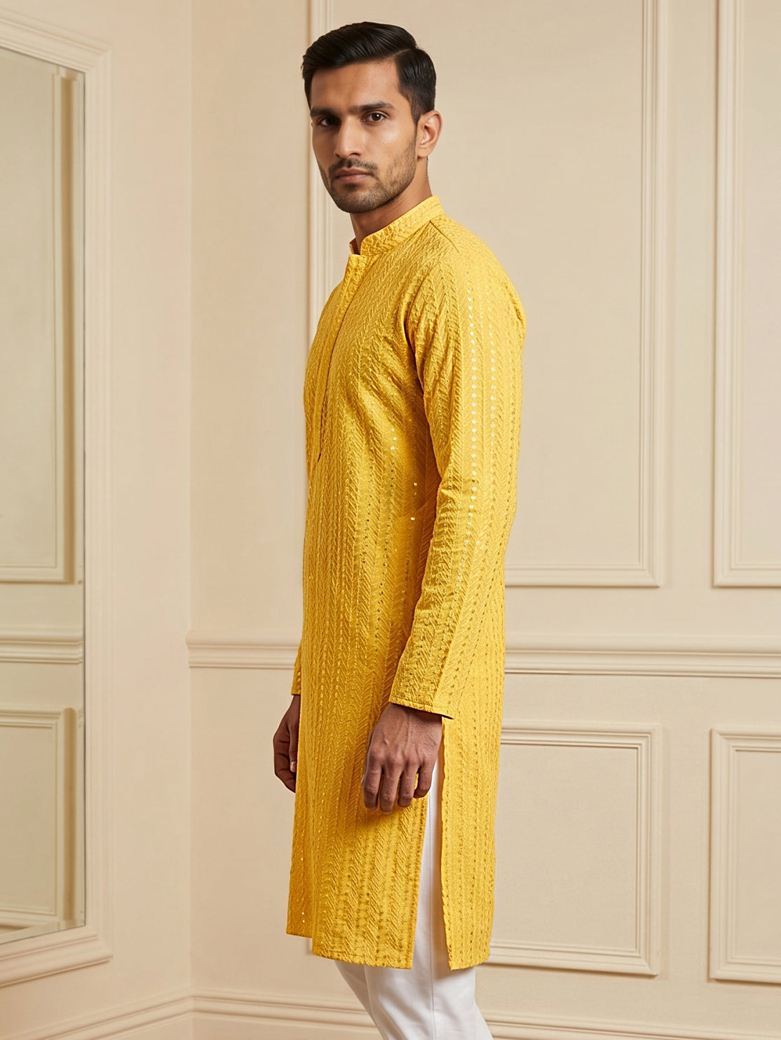 Embroidered & Sequinned Kurta ( HOPKO 159Yellow )