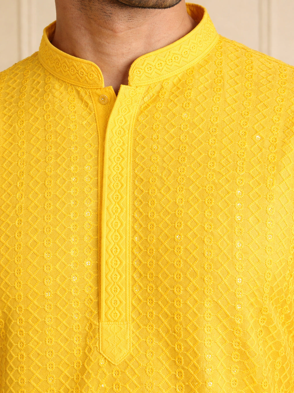 Embroidered & Sequinned Kurta ( HOPKO 159Yellow )