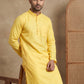 Men’s Cotton Blend Solid Kurta ( HOPKO 5144Lemon )