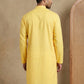 Men’s Cotton Blend Solid Kurta ( HOPKO 5144Lemon )