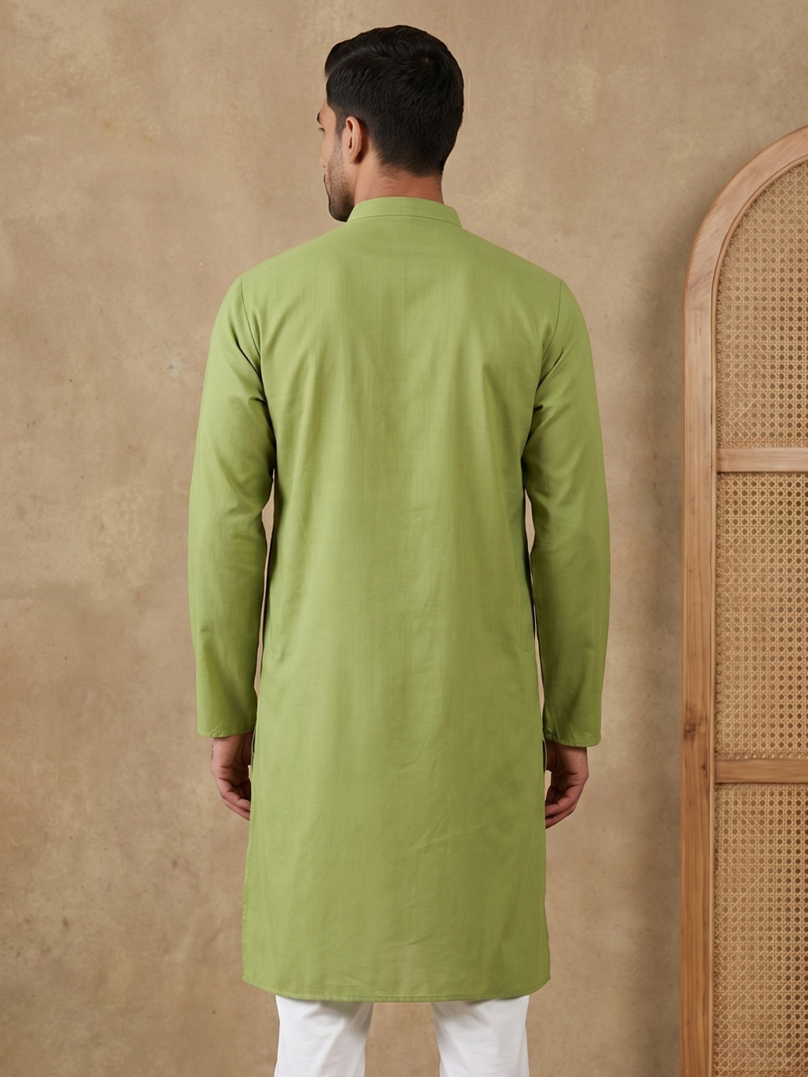 Men’s Cotton Blend Solid Kurta ( HOPKO 5144Olive )