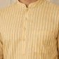 Men's Cotton Blend Striped Kurta ( HOPKO 5207Beige )