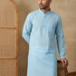 Men's Cotton Blend Striped Kurta ( HOPKO 5207Sky )