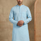 Men's Cotton Blend Striped Kurta ( HOPKO 5207Sky )