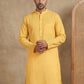 Men's Cotton Blend Striped Kurta ( HOPKO 5207Yellow )