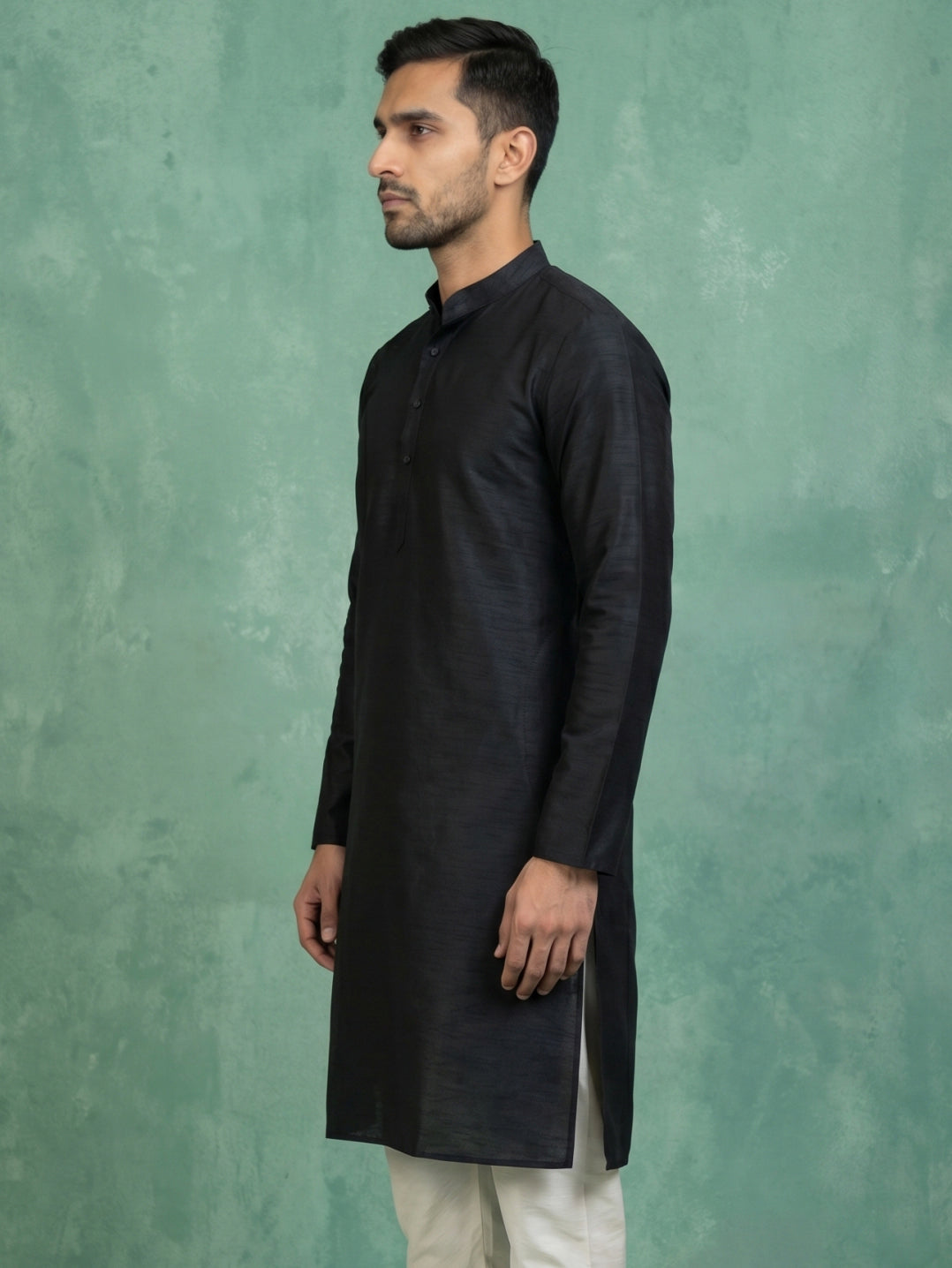 Premium Silk Solid Kurta ( HOPKO 5209Black )