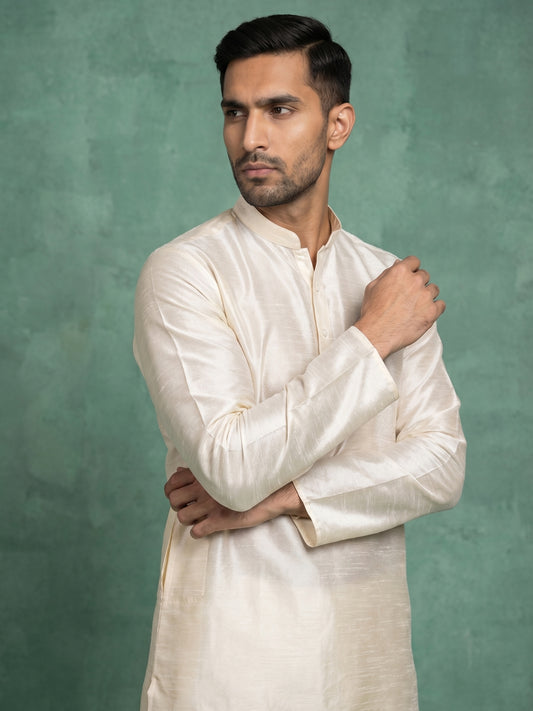 Premium Silk Solid Kurta ( HOPKO 5209White )