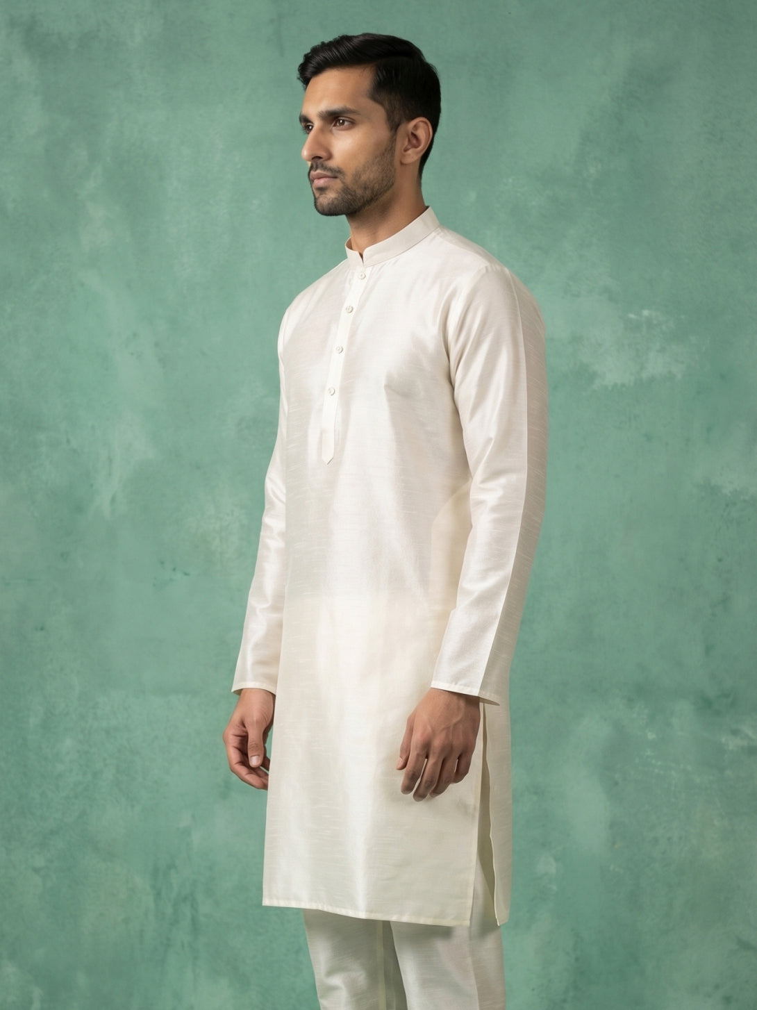 Premium Silk Solid Kurta ( HOPKO 5209White )