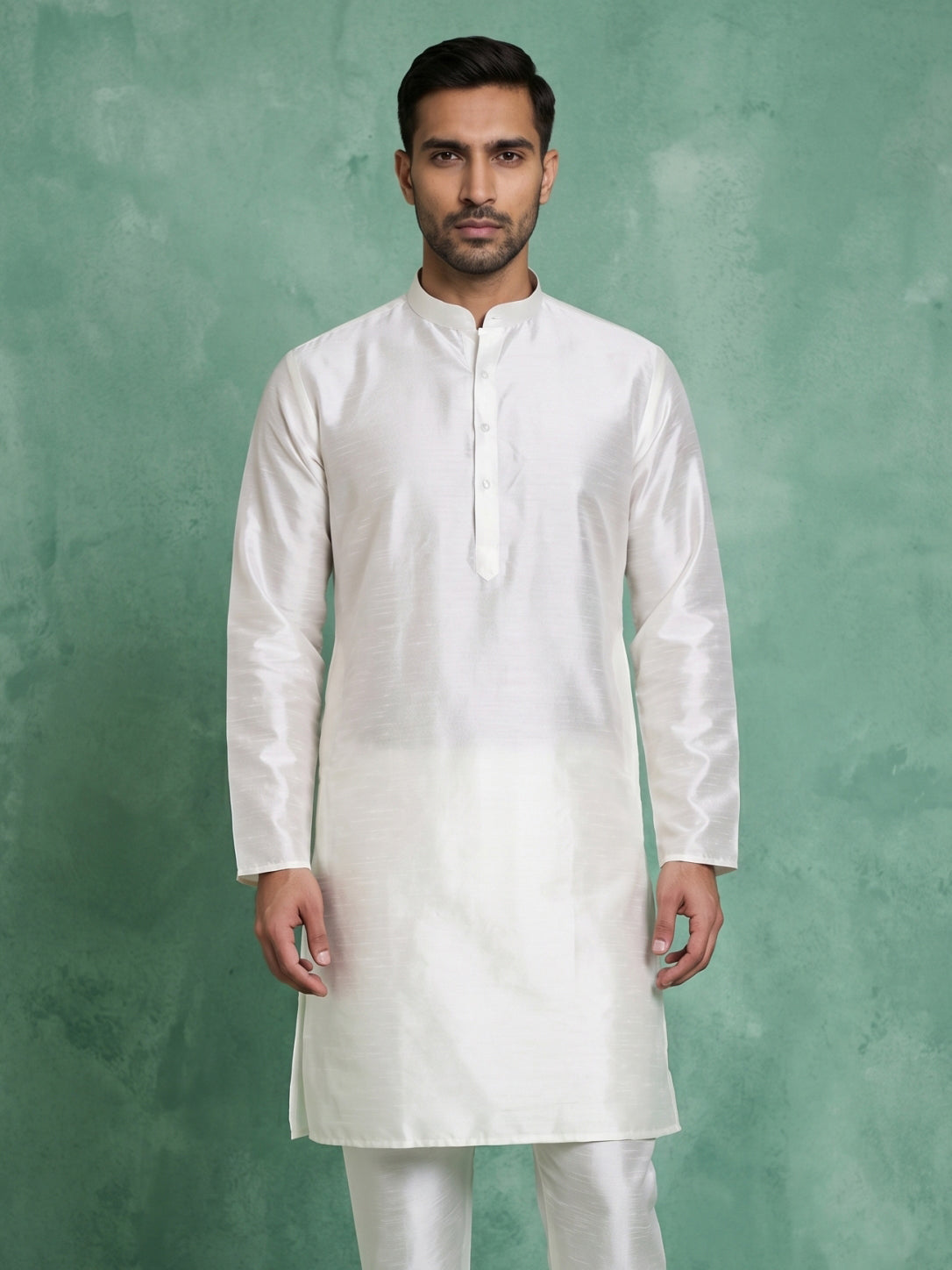 Premium Silk Solid Kurta ( HOPKO 5209White )