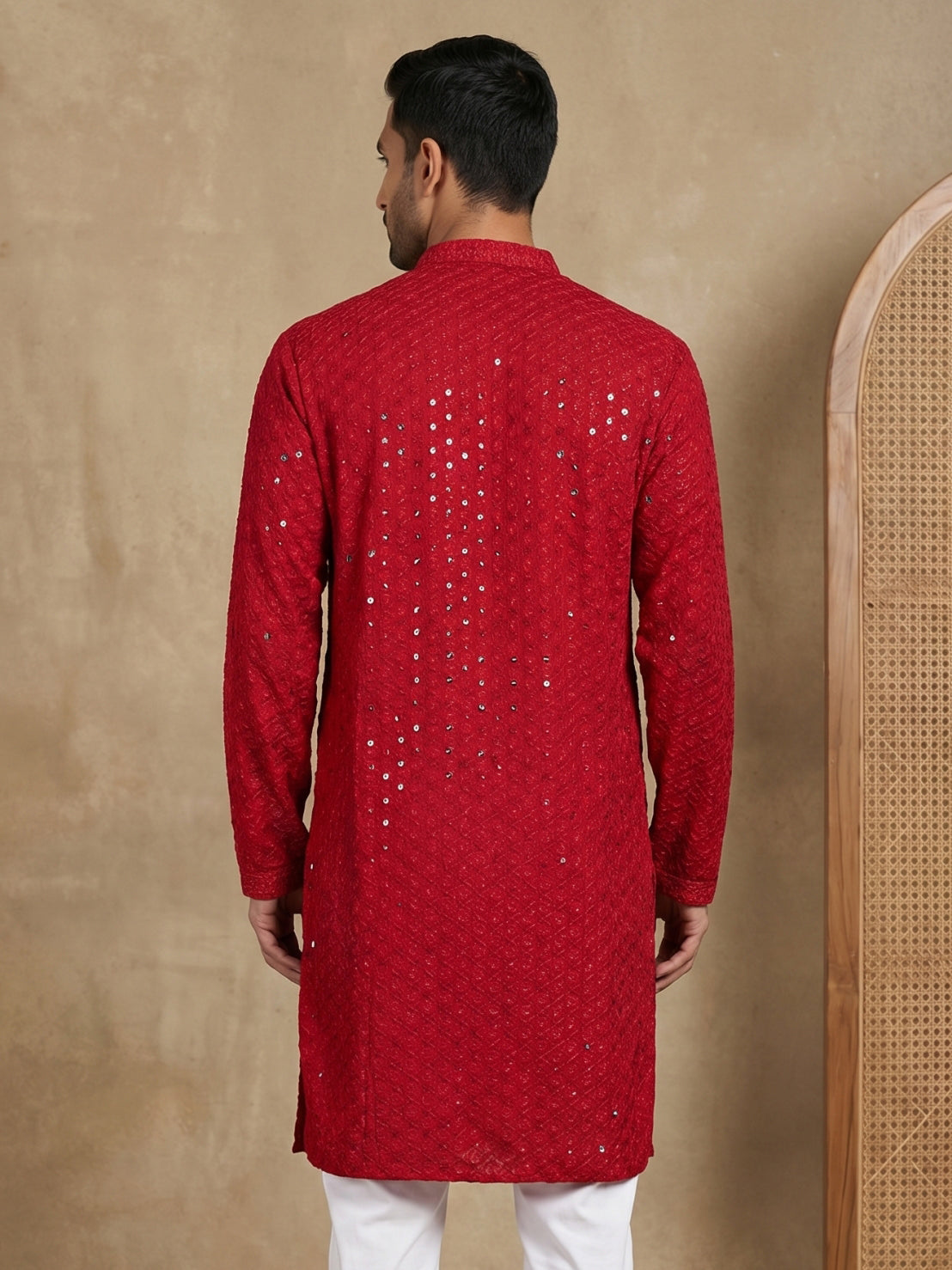 Embroidered & Sequins Cotton Kurta ( HOPKO 678Maroon )