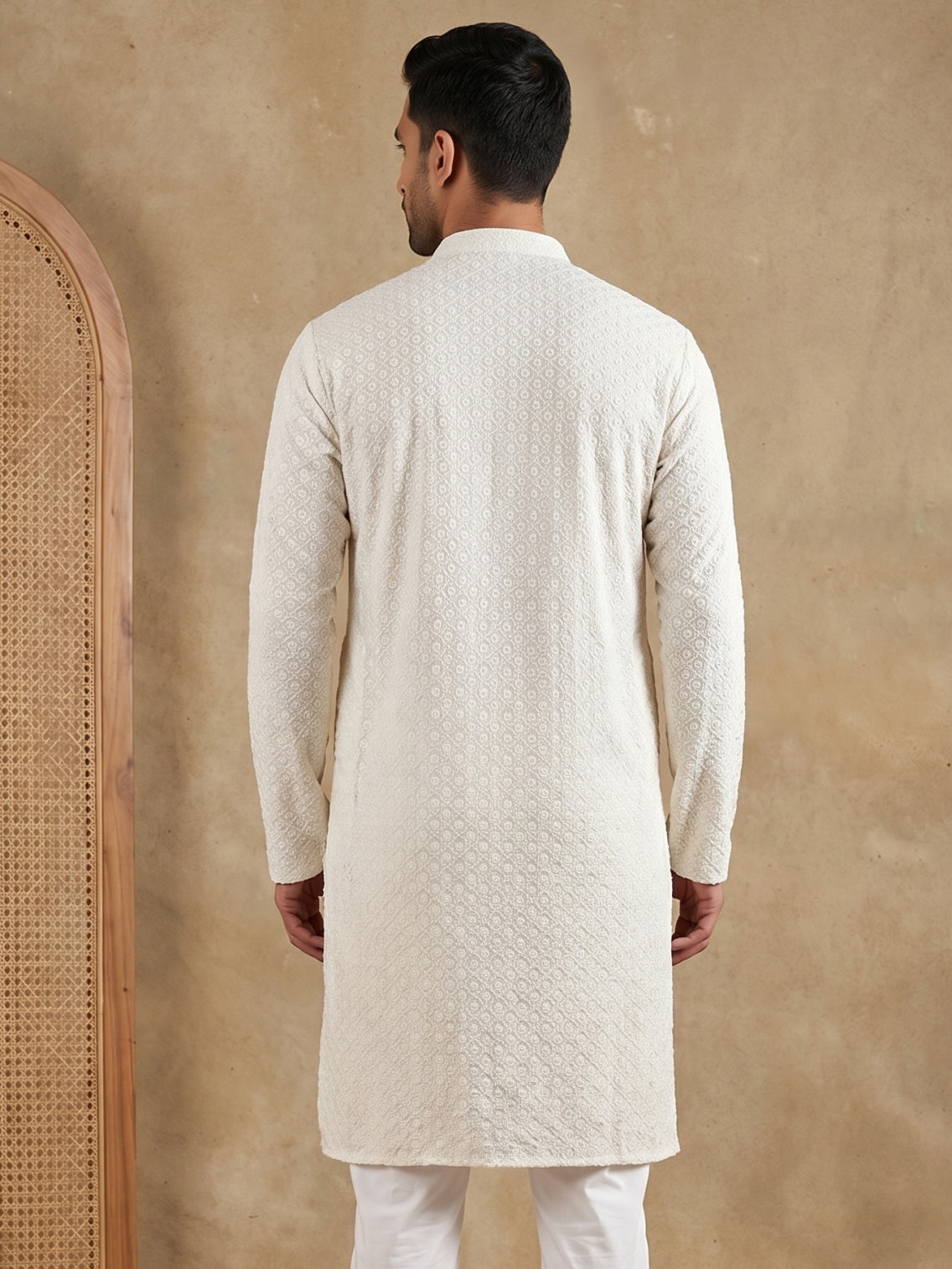 Embroidered & Sequins Cotton Kurta ( HOPKO 678White )