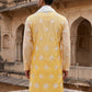 Embroidered Silk Blend Kurta with Dupatta ( HOPKO D 023Yellow )