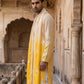 Embroidered Silk Blend Kurta with Dupatta ( HOPKO D 023Yellow )